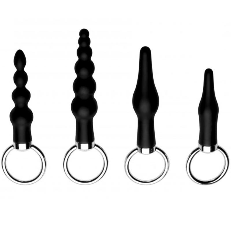 Master Series Ringed Rimmers Anal Plug Sæt - Black
