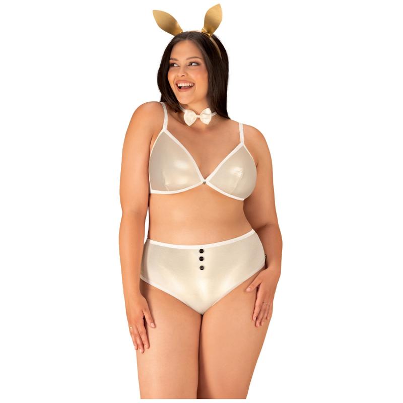 Obsessive Kaninkostume I Guld Plus Size - Hvid - 3xl
